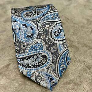 Joseph Abboud Paisley Silk Tie NWOT Blue & Silver 3” Wide 58” Long